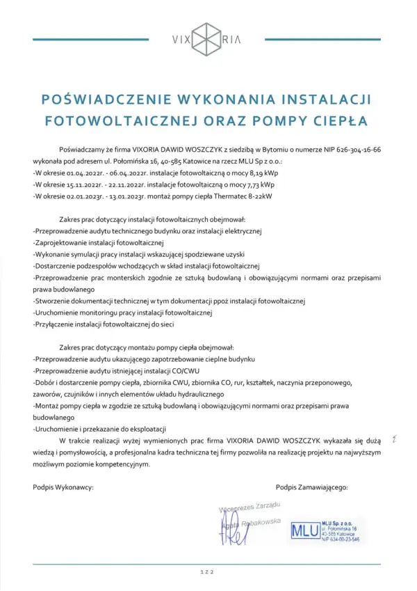 Referencje Vixoria 1