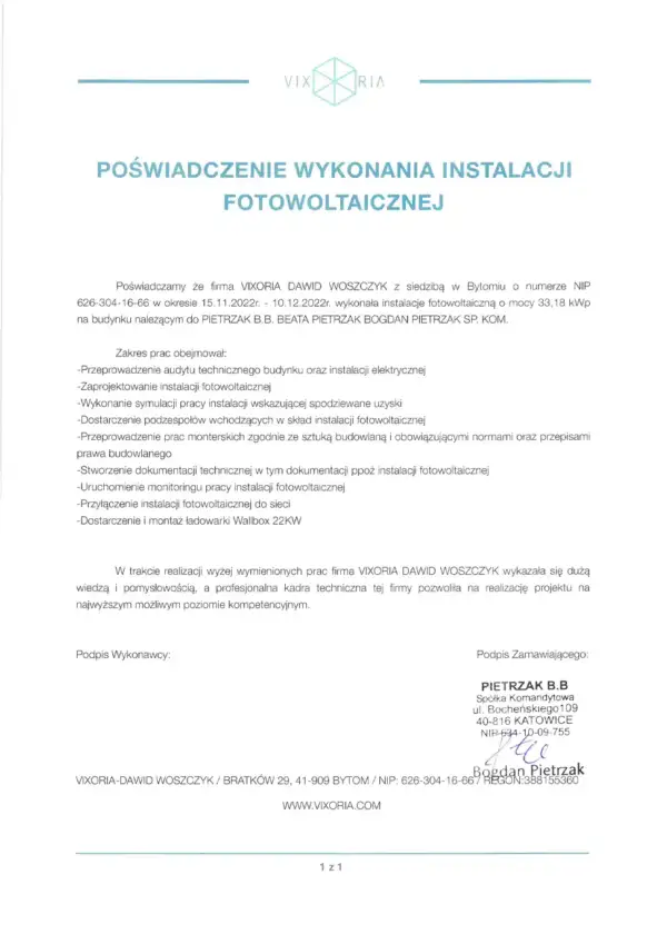 Referencje Vixoria 8