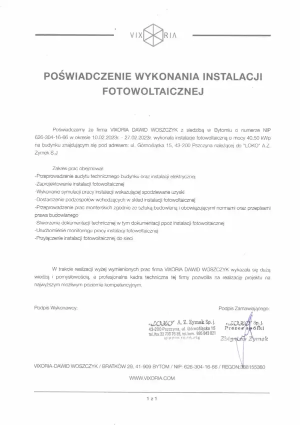 Referencje Vixoria 9